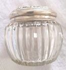 Vintage 1 02 Oz Sterling Silver Lidded Cut Glass Vanity Powder Jar 