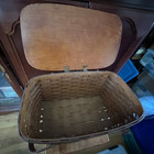 Large Vintage Wicker   Wood Picnic Basket  1950s-60s Iconic Classic 20 x12 x9 5 
