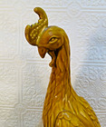Large  Japanese  Chinese  Oriental Phoenix 16  Mustard Yellow Glaze
