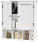 White Bathroom Wall Cabinet With 2 Door Adjustable Shelves over The Toilet St   