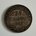 Newfoundland 25 Cents 1917c  Coin  92 5 Sterling Silver  George V  Canadian Coin