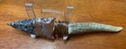 Flint Knapped Dendriteagate Stone Arrowhead Blade W antler Handle Knife 7 0   inch