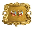 Millefiori Glass Hoops Earrings Flower Basket Style Multicolor