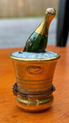 Limoges France Peint Main Champagne Ice Bucket Porcelain Trinket Box Gold Vtg