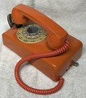 Vintage 1970s Itt Model 554 Series  7-74  Orange Rotary Wall Mount Telephone