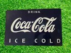Coca Cola  F Blu Porcelain Enamel Heavy Metal Sign 18 Inches With Flange