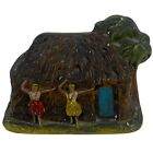 Vintage Hut House Hula Dancers Hawaii Chalkware Incense Cone Burner With Cones