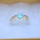 Sterling Silver Hawaiian Plumeria Scroll Round Blue Cz Cut Out Edge Toe Ring