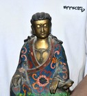 9 4   Old Cloisonne Enamel Bronze Kwan-yin Guan Yin Boddhisattva Buddha Statue