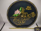 Vtg West Virginia State Map Rhododendron Souvenir Tin Lazy Susan Turntable