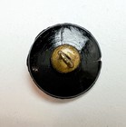 Antique Sail Boat Black Glass Button Gold Luster Picture Seas Ocean Waves Vtg