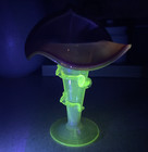 Victorian Stourbridge Cranberry Jack In The Pulpit Uranium Vaseline Glass Vase