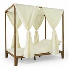 Leaverton Outdoor 2 Seater Adjustable Acacia Wood Daybed With Curtains