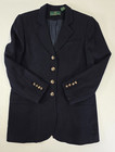 Embassy Row Womens 8 Pure Wool Equestrian Riding Blazer Jacket Navy Flaw