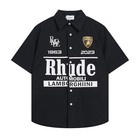 Newly  Rhude High - Quality Unisex Casual Cotton Short Sleeve Lapel Shirt   