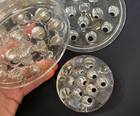 Lot Of 3 - 2 Large   1 Small -  Vtg Mcm Glass Flower Frogs - Clear Glass Read