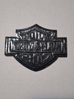 Embroidered Harley-davidson Shield Iron On Patch Blacked Out Black On Black