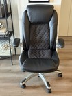 Black Faux Leather Adjustable Executive Office Chair With Adjustable Arms