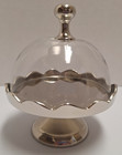 Silver Colored Metal Pedestal Cake Stand With Glass Lid To Display Cupcakes Etc 