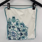 Anthology White Blue Medallion Embroidered Lumbar Pillow Cover Sham Boho Mandala