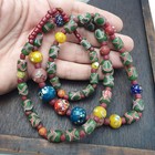 Antique Style African Glass Beads Strand Multi Color Millefiori Tribal Necklace