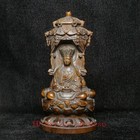 4 Inch Old Chinese Boxwood Hand Carved Avalokitesvara Kwan-yin Buddha Statue