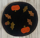 Handmade Harvest Pumpkin Penny Rug Fall Leaves Candle Mat 12   