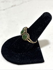 Beautiful Vintage Signed Roman 14k Yellow Gold W  Three Jade Stones Ring Sz- 8 5