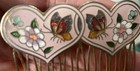Vintage Set Of 2 - Cloisonne Enamel Hearts Hair Combs