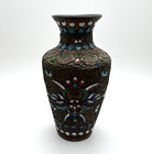 Antique Turkish Ottoman Istanbul Enamel Copper Vase     Handcrafted     Small Dent