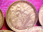 Vintage  Aluminum Metal Drink Coasters  tulips floral Design   Set Of 6  60-70 s