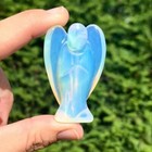 Natural Opal Quartz Crystal Carved Angel Guardian Healing Stone Fairy Immortal