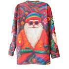 Colorful Santa Claus Graphic Ugly Christmas Sweatshirt Size Large Nwot