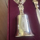 Brass Desk Set Eagle Motifs Letter Opener Magnifiying Glass Bell Vintage