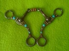 Professional s Choice Turquoise Feather Ballhinge Cheek Bit 5  Dog Bone Roller