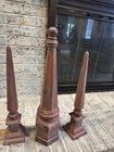 Vintage Cast Metal Architectural Finials Obelisk Aged Red Finish   set Of 3