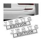 2 Pack 3d Jesus Edition Car Emblem Decals   Zinc Alloy Silver black
