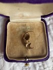 Antique Art Nouveau Victorian Crescent Moon Cala Lily Brooch Pin Gold Filled
