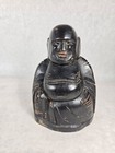 Vintage Buddha Hand Carved Black Natural Wood Statue Figure Heavy Sitting 7 5 