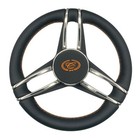 Cobalt Boat Steering Wheel Polished Stainless Steel Spokes Leather Rim