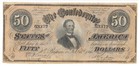 T-66 Pf-3 1864  50 Confederate Civil War Money Csa Pretty Orange Color Pmg Vf 35
