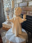 Vintage 1970s Glazed Ceramic Angel Child Taper Candle Holder 13 5   tall Excellent
