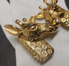 Vintage 1977 Mimi Di N Signed Giraffe Heads Gold Tone Belt Buckle