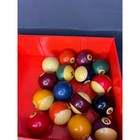 Vintage Pool Balls Set With Cue Stick   8 Ball - Complete 16 Balls