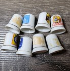 Vintage Lot 8 Porcelain Thimbles Advertising Household Logos 