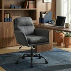 Executive Office Chair Pu Leather Computer Desk Chair Swivel Mid Back Task Chair