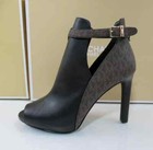 Michael Kors Lawson Open Toe High Heel Buckled Bootie Black   Brown Size 9 5