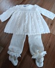 Vintage Acrylic Knited Ivory Sweater And Pants Set Fl Kids Italy Size 9 Months