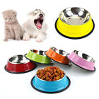 Stainless Steel Food Water Dish Bowls Bowl Pet Feeder Dog Cat Anti-slip Base  