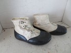 Antique Children s Baby Leather High Top Button Shoes Boots Cream   Black